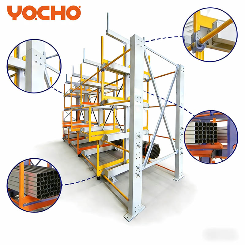 Robuuste stalen opslagrekken met cantilever